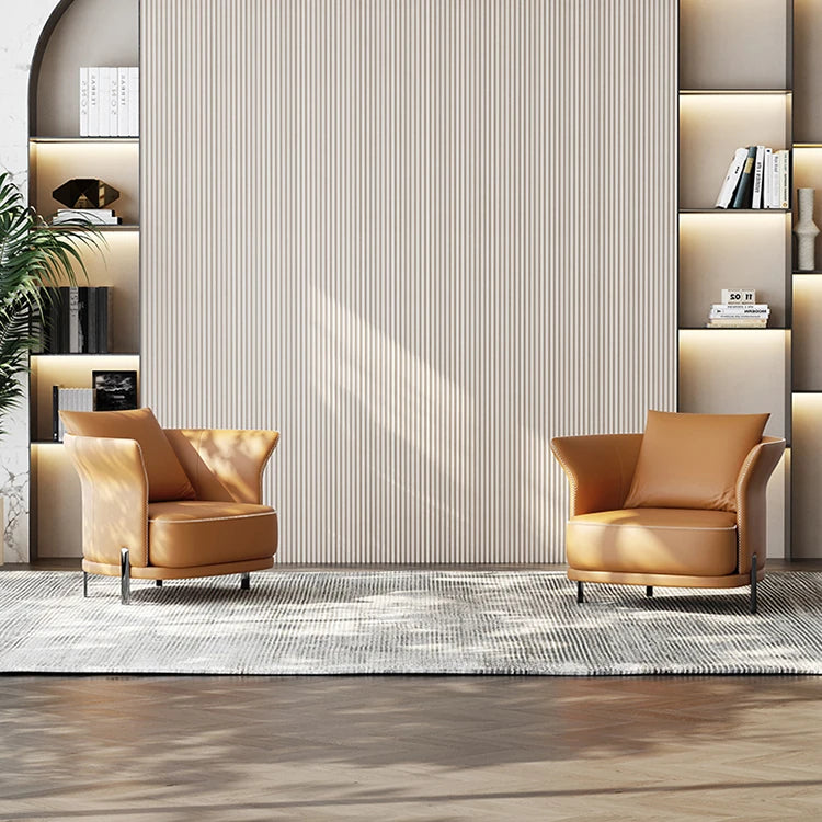 無垢材と本革使用のスタイリッシュチェア|リビングや書斎に最適な快適な座り心地 fmfd-5077