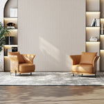 無垢材と本革使用のスタイリッシュチェア|リビングや書斎に最適な快適な座り心地 fmfd-5077