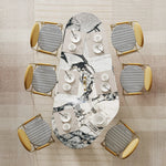 豪華な大理石テーブルセット - モダンデザインのダイニングテーブルとチェア6脚付き fmfd-5078