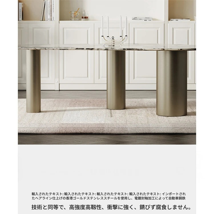 豪華な大理石テーブルセット - モダンデザインのダイニングテーブルとチェア6脚付き fmfd-5078