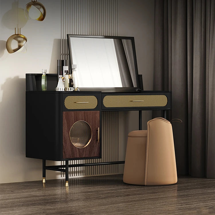 豪華な多層メイクアップテーブル ステンレスガラス仕上げ - あなたのビューティースペースにぴったりなエレガントなデザイン fmsjj-4202