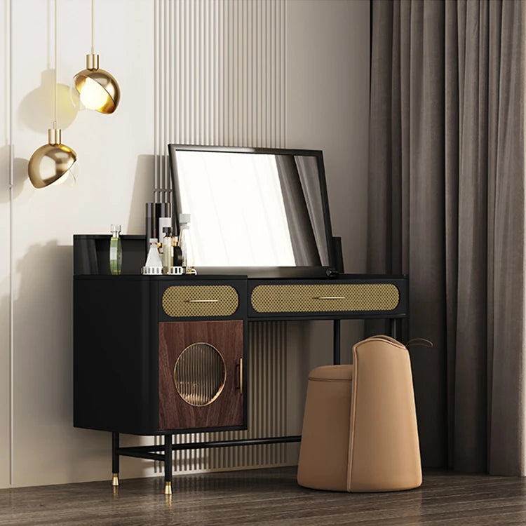 豪華な多層メイクアップテーブル ステンレスガラス仕上げ - あなたのビューティースペースにぴったりなエレガントなデザイン fmsjj-4202