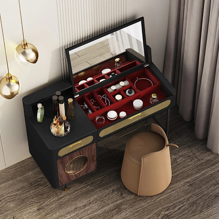 豪華な多層メイクアップテーブル ステンレスガラス仕上げ - あなたのビューティースペースにぴったりなエレガントなデザイン fmsjj-4202