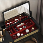 豪華な多層メイクアップテーブル ステンレスガラス仕上げ - あなたのビューティースペースにぴったりなエレガントなデザイン fmsjj-4202