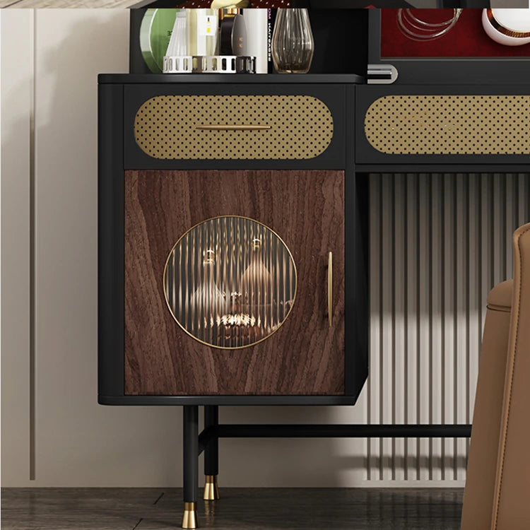 豪華な多層メイクアップテーブル ステンレスガラス仕上げ - あなたのビューティースペースにぴったりなエレガントなデザイン fmsjj-4202