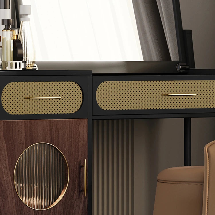 豪華な多層メイクアップテーブル ステンレスガラス仕上げ - あなたのビューティースペースにぴったりなエレガントなデザイン fmsjj-4202