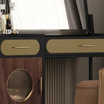 豪華な多層メイクアップテーブル ステンレスガラス仕上げ - あなたのビューティースペースにぴったりなエレガントなデザイン fmsjj-4202