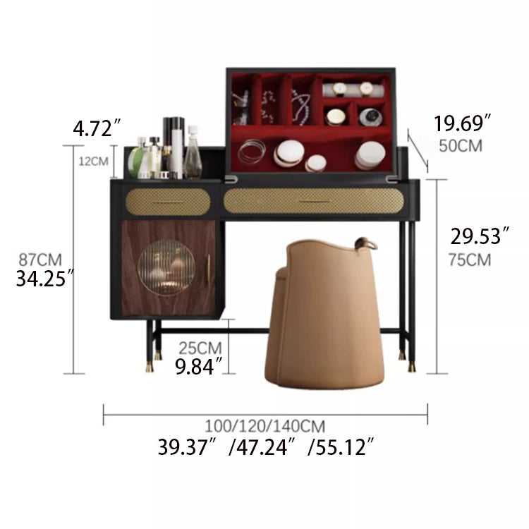 豪華な多層メイクアップテーブル ステンレスガラス仕上げ - あなたのビューティースペースにぴったりなエレガントなデザイン fmsjj-4202