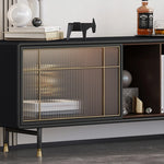 高級感溢れる多層板ステンレス製テレビ台|モダンな銅とガラスのデザイン fmsjj-4205