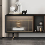 高級感溢れる多層板ステンレス製テレビ台|モダンな銅とガラスのデザイン fmsjj-4205