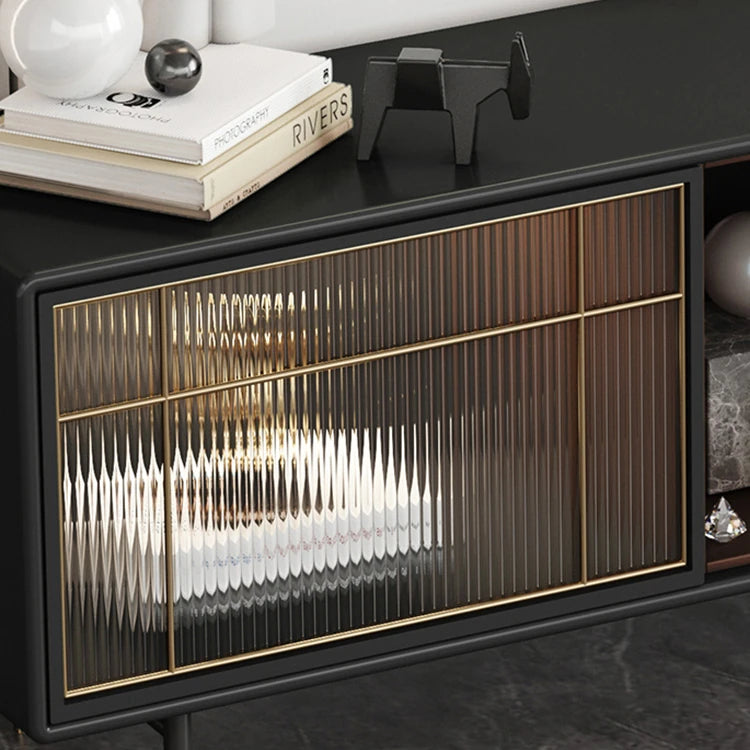 高級感溢れる多層板ステンレス製テレビ台|モダンな銅とガラスのデザイン fmsjj-4205