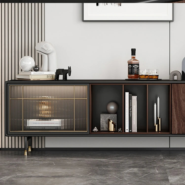 高級感溢れる多層板ステンレス製テレビ台|モダンな銅とガラスのデザイン fmsjj-4205
