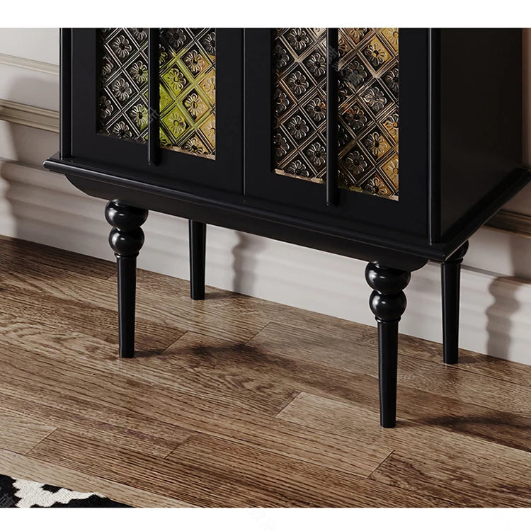 エレガントなケヤキ多層板ガラスのキャビネット|高級感溢れるデザイン収納家具 fmsjj-4207