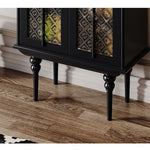 エレガントなケヤキ多層板ガラスのキャビネット|高級感溢れるデザイン収納家具 fmsjj-4207