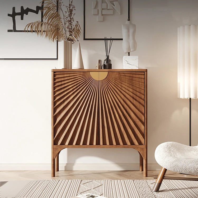 チェリー材とステンレスの洗練されたデザインキャビネット – おしゃれなインテリアに最適! fmsjj-4209