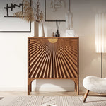 チェリー材とステンレスの洗練されたデザインキャビネット – おしゃれなインテリアに最適! fmsjj-4209