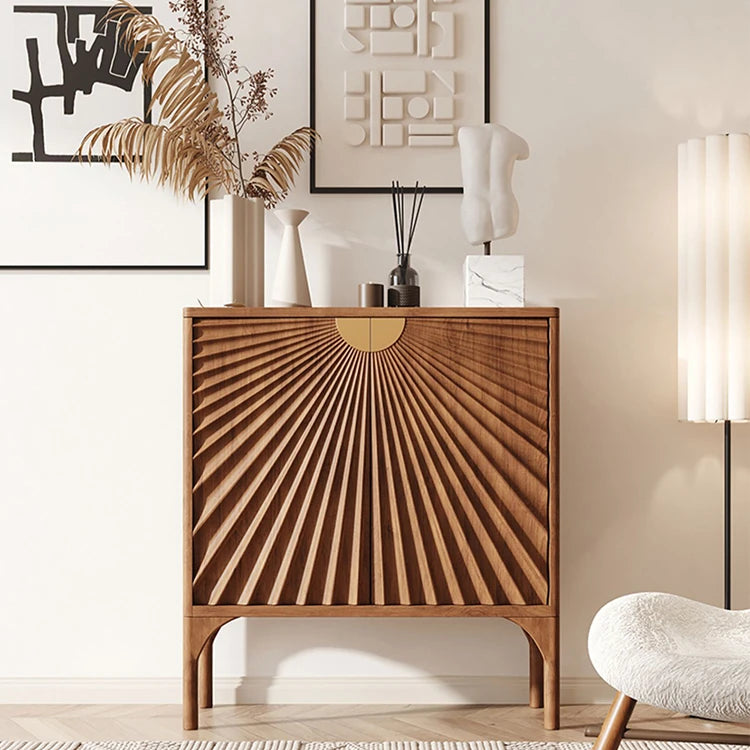 チェリー材とステンレスの洗練されたデザインキャビネット – おしゃれなインテリアに最適! fmsjj-4209