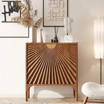 チェリー材とステンレスの洗練されたデザインキャビネット – おしゃれなインテリアに最適! fmsjj-4209