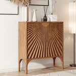 チェリー材とステンレスの洗練されたデザインキャビネット – おしゃれなインテリアに最適! fmsjj-4209