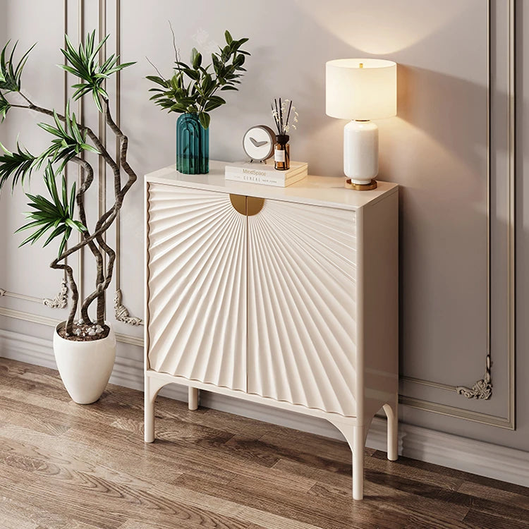 チェリー材とステンレスの洗練されたデザインキャビネット – おしゃれなインテリアに最適! fmsjj-4209