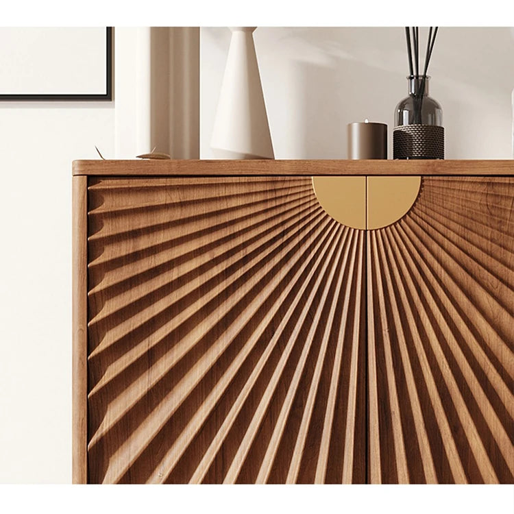 チェリー材とステンレスの洗練されたデザインキャビネット – おしゃれなインテリアに最適! fmsjj-4209