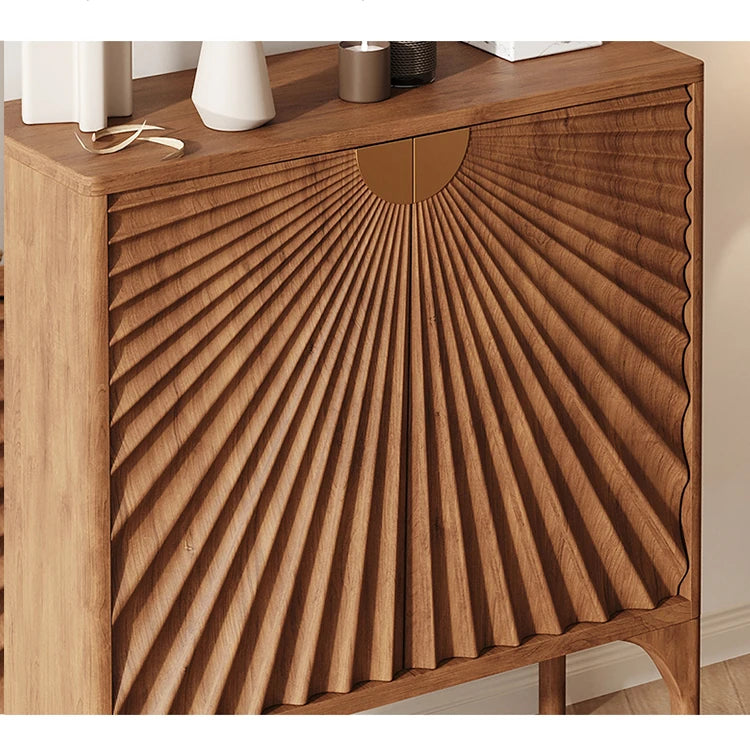 チェリー材とステンレスの洗練されたデザインキャビネット – おしゃれなインテリアに最適! fmsjj-4209