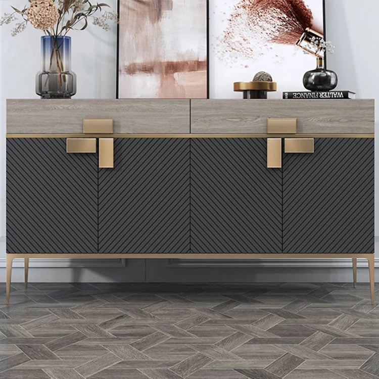 モダンな大理石とステンレスのキャビネット|高級感あふれるインテリア収納 fmsjj-4210