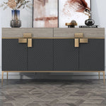 モダンな大理石とステンレスのキャビネット|高級感あふれるインテリア収納 fmsjj-4210