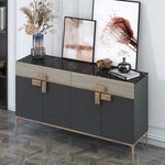 モダンな大理石とステンレスのキャビネット|高級感あふれるインテリア収納 fmsjj-4210