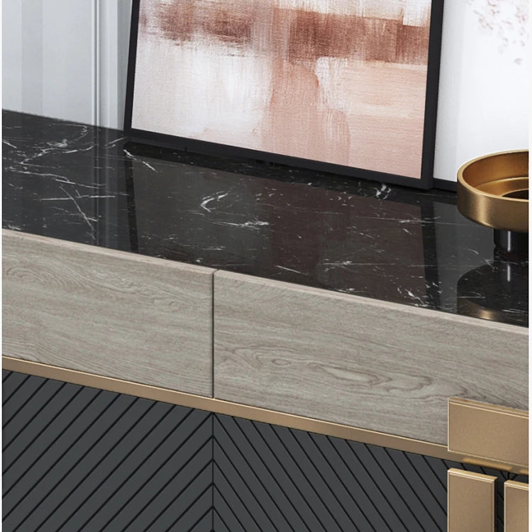 モダンな大理石とステンレスのキャビネット|高級感あふれるインテリア収納 fmsjj-4210