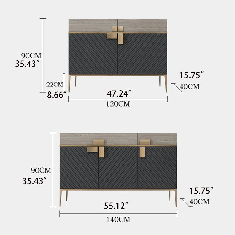モダンな大理石とステンレスのキャビネット|高級感あふれるインテリア収納 fmsjj-4210
