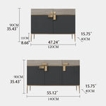 モダンな大理石とステンレスのキャビネット|高級感あふれるインテリア収納 fmsjj-4210