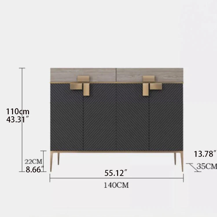 モダンな大理石とステンレスのキャビネット|高級感あふれるインテリア収納 fmsjj-4210