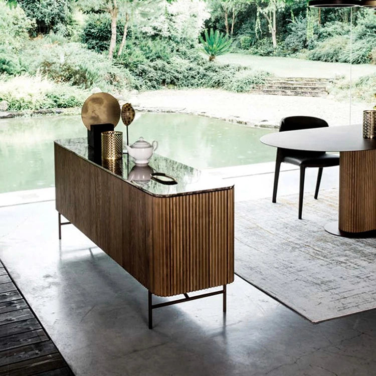 ラグジュアリーな大理石&ステンレスキャビネット ─ モダンなデザインで魅力的なリビングに! fmsjj-4216