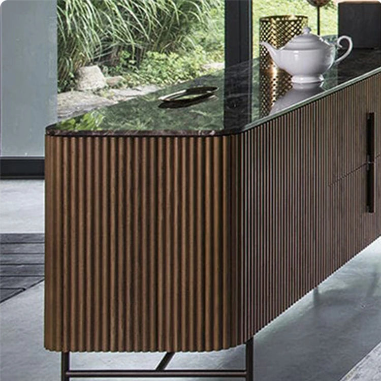 ラグジュアリーな大理石&ステンレスキャビネット ─ モダンなデザインで魅力的なリビングに! fmsjj-4216