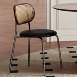 アッシュ材とラタンのモダンチェア - PUレザーとステンレスフレームの高級デザインチェア fmus-4086