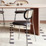 アッシュ材とラタンのモダンチェア - PUレザーとステンレスフレームの高級デザインチェア fmus-4086