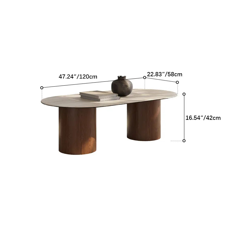 モダンデザインのセラミックコーヒーテーブル - 多層板&ガラス仕上げセンターテーブル fmus-4094