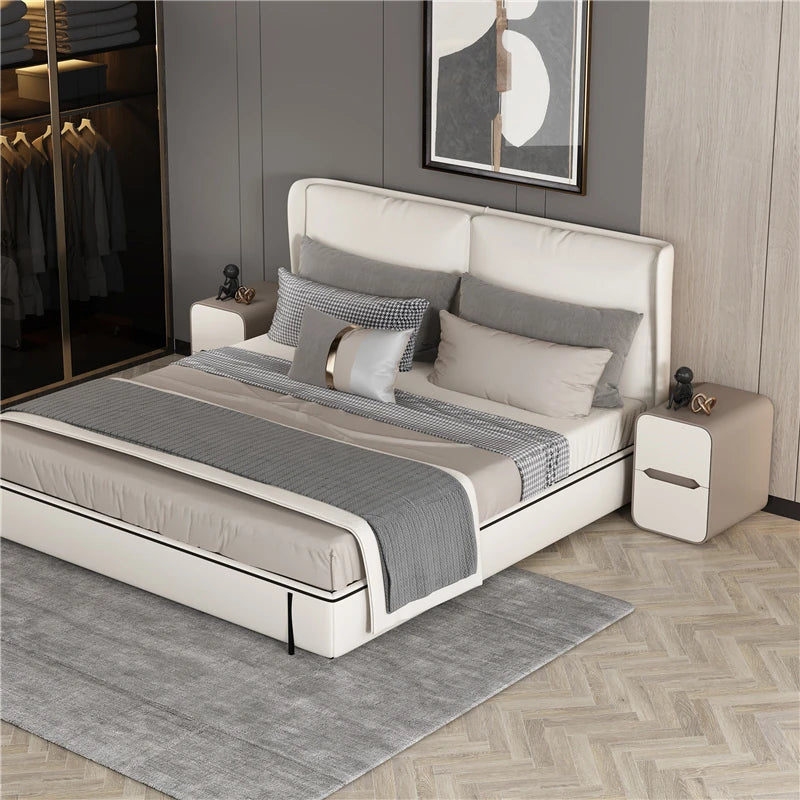 モダンなデザインのナイトテーブル | パイン材とPUレザー製 | シンプル収納で使いやすい! fmxjs-5340