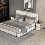 モダンなデザインのナイトテーブル | パイン材とPUレザー製 | シンプル収納で使いやすい! fmxjs-5340