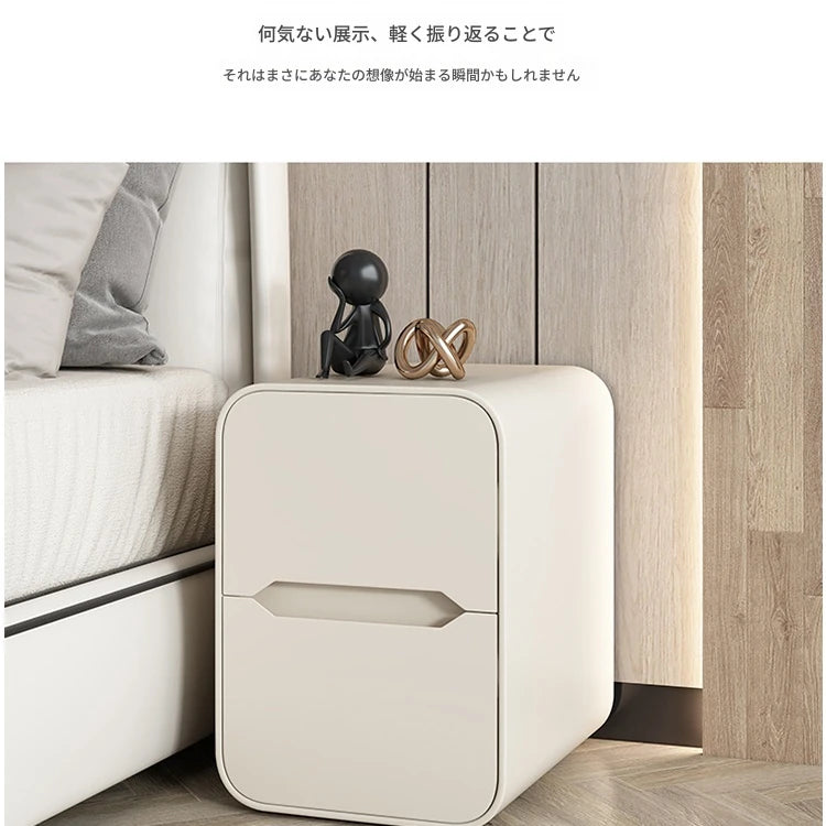 モダンなデザインのナイトテーブル | パイン材とPUレザー製 | シンプル収納で使いやすい! fmxjs-5340