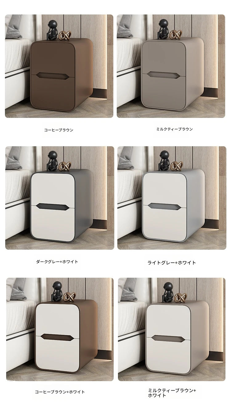 モダンなデザインのナイトテーブル | パイン材とPUレザー製 | シンプル収納で使いやすい! fmxjs-5340