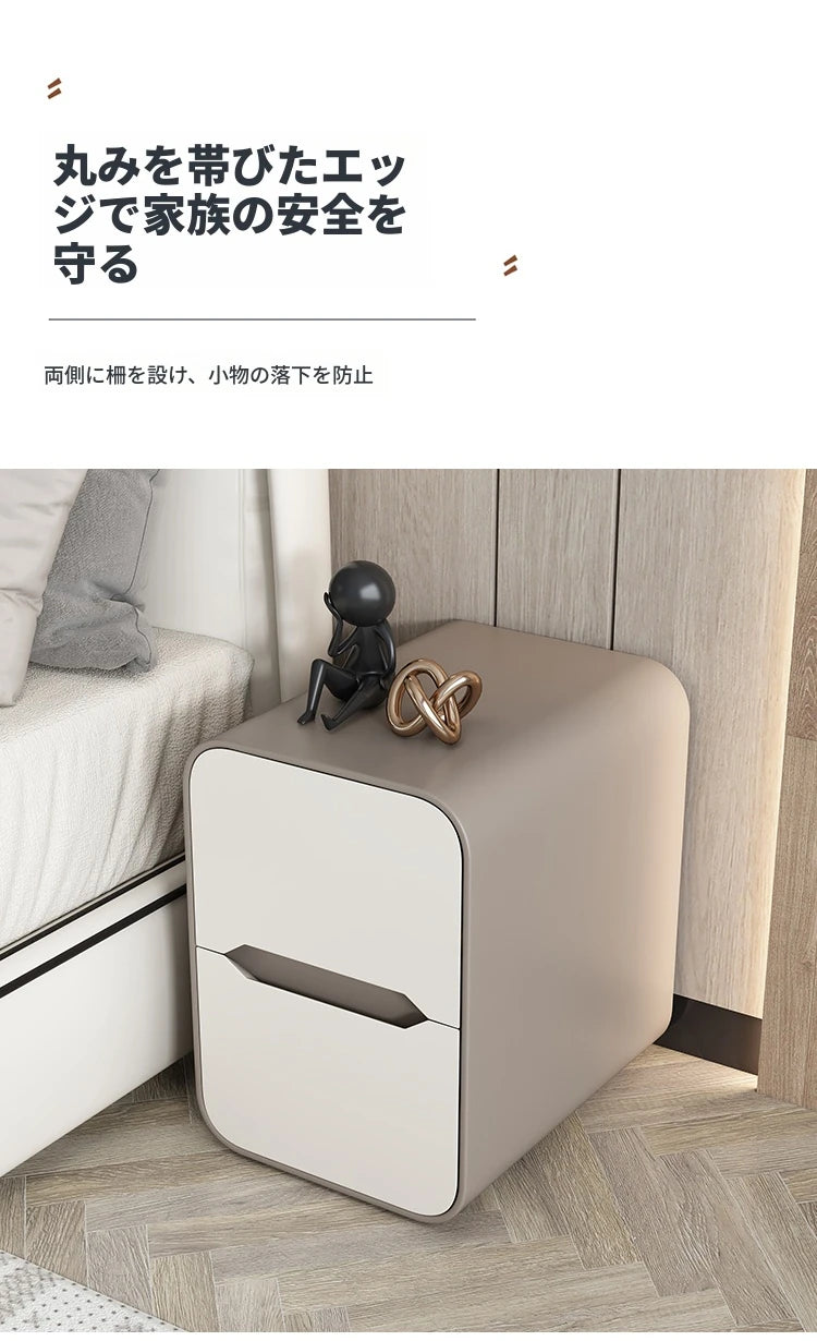 モダンなデザインのナイトテーブル | パイン材とPUレザー製 | シンプル収納で使いやすい! fmxjs-5340