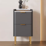 モダンナイトテーブル - パイン材セラミック天板 & PUレザー仕上げ、シンプルでスタイリッシュ、引き出し付き収納、ゴールド脚デザイン fmxjs-5341