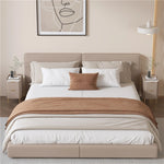 モダンナイトテーブル - パイン材セラミック天板 & PUレザー仕上げ、シンプルでスタイリッシュ、引き出し付き収納、ゴールド脚デザイン fmxjs-5341