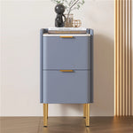 モダンナイトテーブル - パイン材セラミック天板 & PUレザー仕上げ、シンプルでスタイリッシュ、引き出し付き収納、ゴールド脚デザイン fmxjs-5341