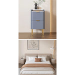 モダンナイトテーブル - パイン材セラミック天板 & PUレザー仕上げ、シンプルでスタイリッシュ、引き出し付き収納、ゴールド脚デザイン fmxjs-5341