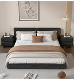 モダンパイン製ナイトテーブル - PUレザー仕上げ、スタイリッシュな収納オプション fmxjs-5343