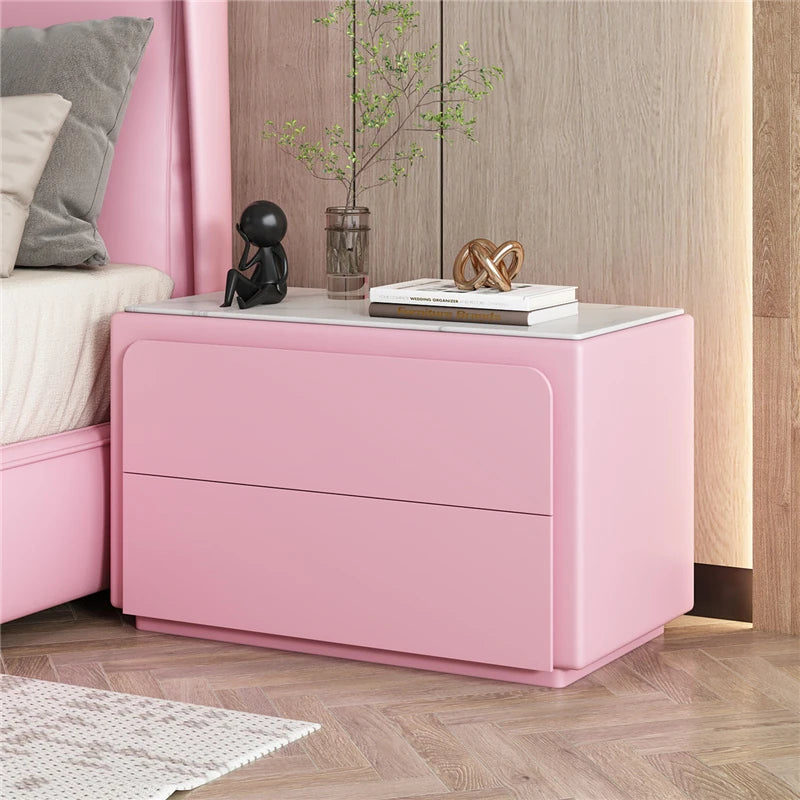 モダンナイトテーブル - パイン材・セラミック・PUレザー製、シンプルでスタイリッシュな収納家具 fmxjs-5344