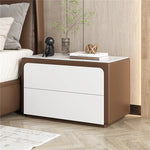 モダンナイトテーブル - パイン材・セラミック・PUレザー製、シンプルでスタイリッシュな収納家具 fmxjs-5344